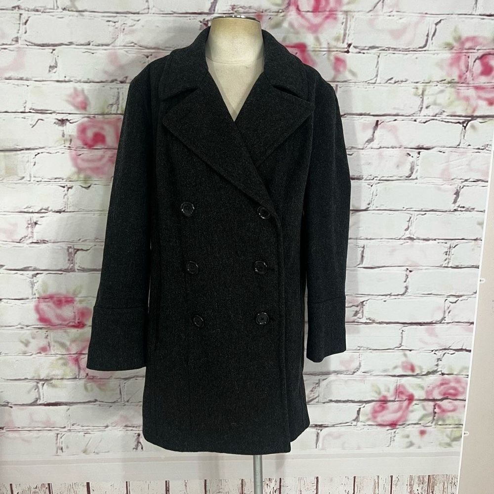 Lane Bryant dark gray button down pea coat